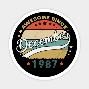 Awesome Since December 1987 Birthday Retro Sunset Vintage Magnet